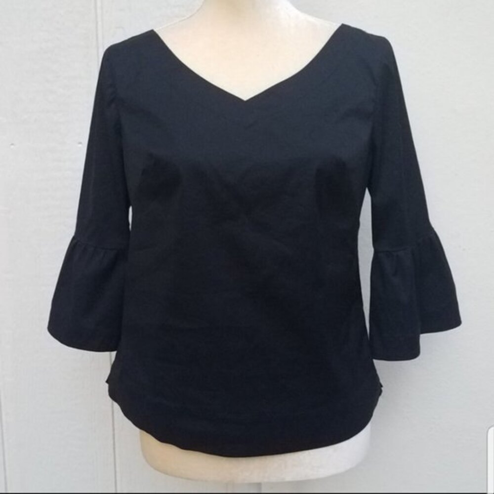 White House Black Market black bell sleeve blouse size 2